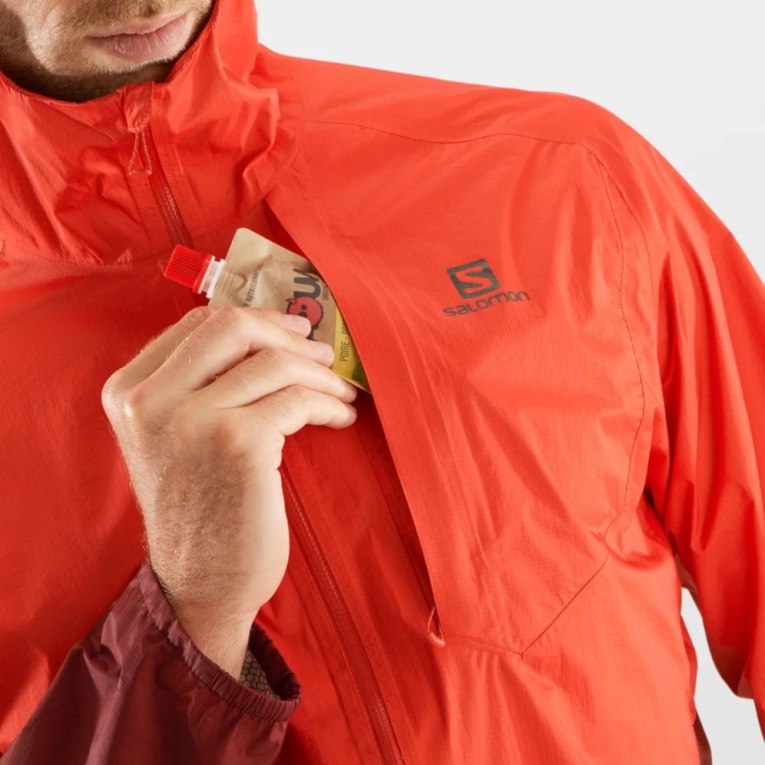 Red Salomon Bonatti Waterproof Men's Shell Jackets | IE FS4901